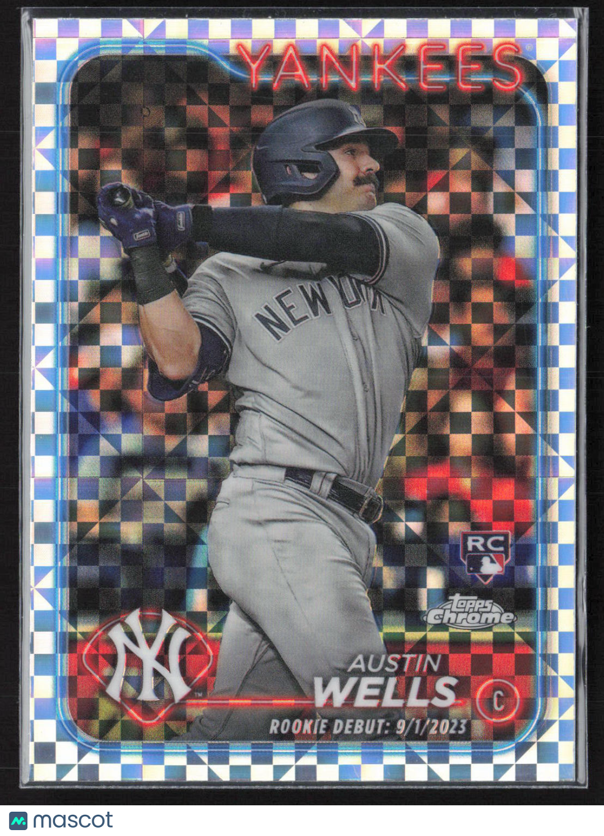 2024 Topps Chrome Austin Wells #USC197 Checkerboard Refractor RC