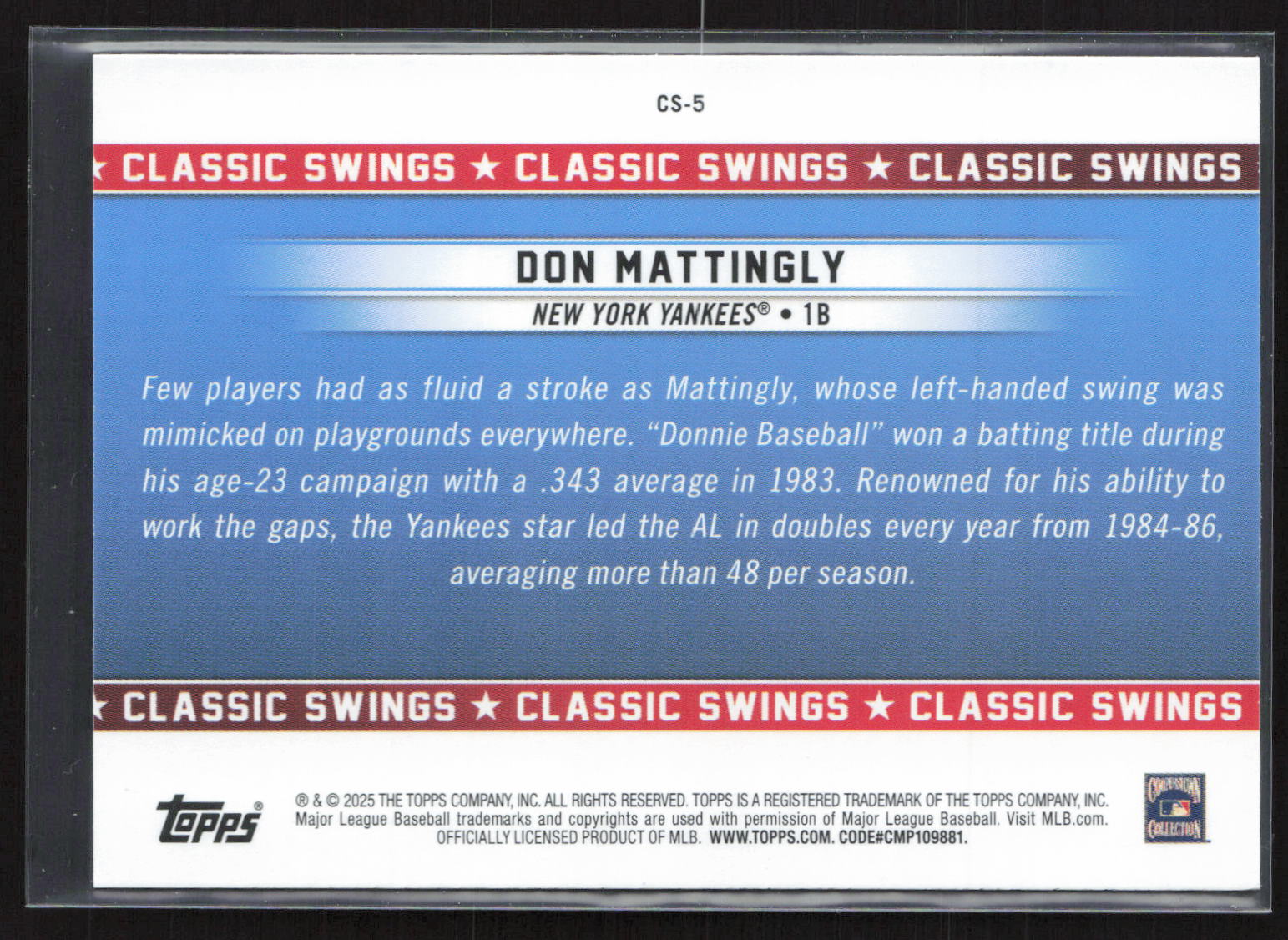 2025 Topps Classic Swings All-Star Game Don Mattingly #CS-5