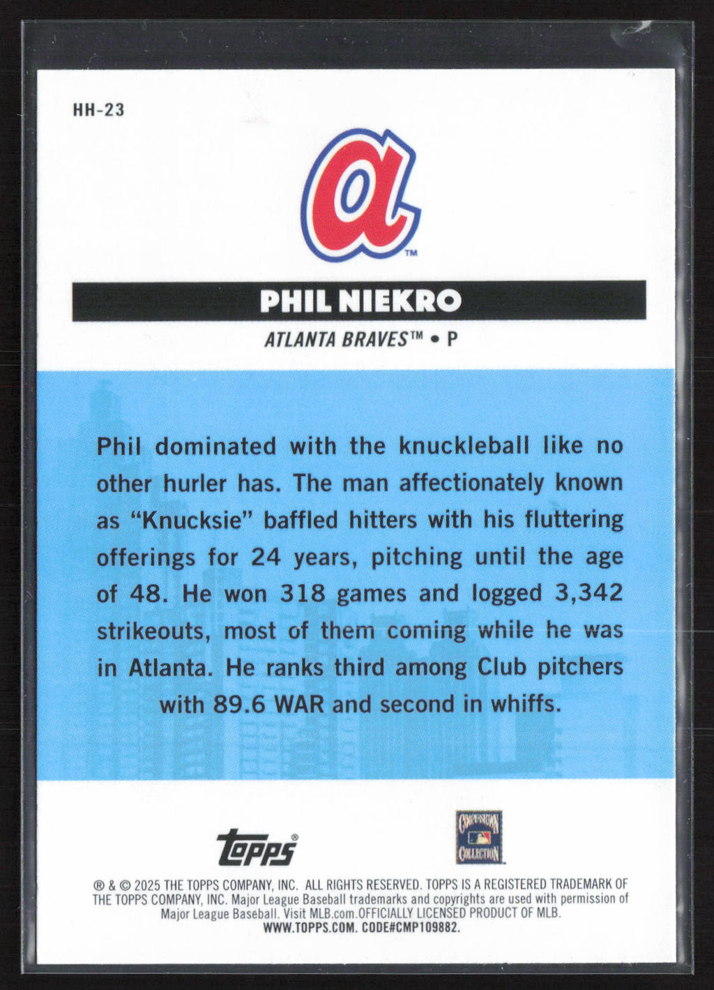 2025 Topps All-Star Game Hometown Heroes Phil Niekro #HH-23