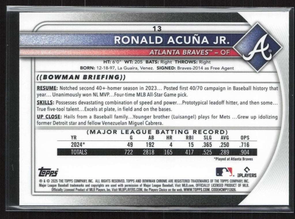 2025 Bowman Chrome Ronald Acuña Jr. #13
