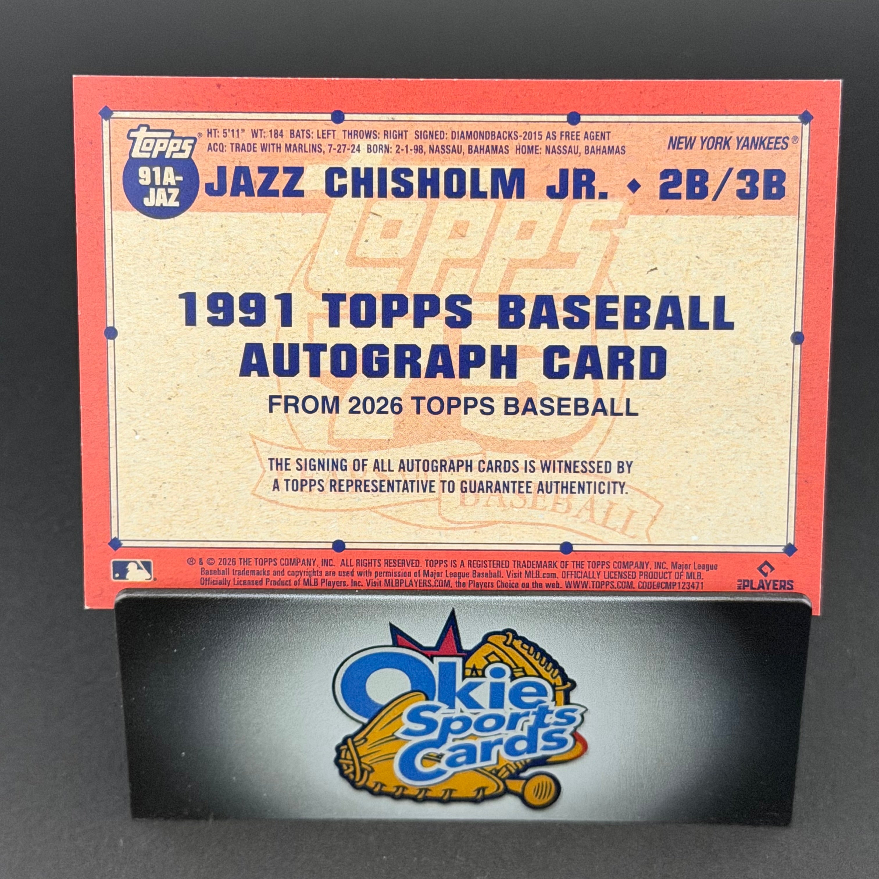 2026 Topps 1991 Topps Baseball Autograph Jazz Chisholm Jr. #91A-JAZ Blue /150