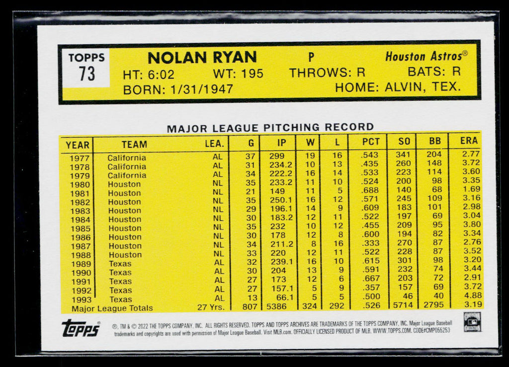 2022 Topps Archives Nolan Ryan #73