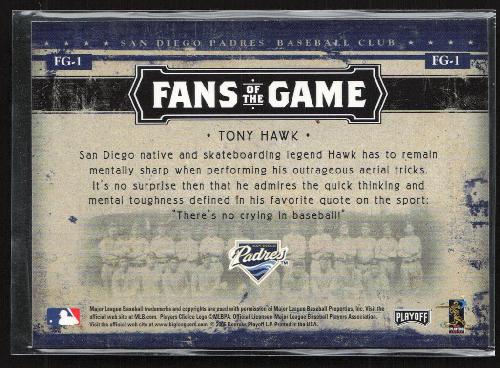 2005 Playoff Prestige Fans of the Game Tony Hawk #FG-1