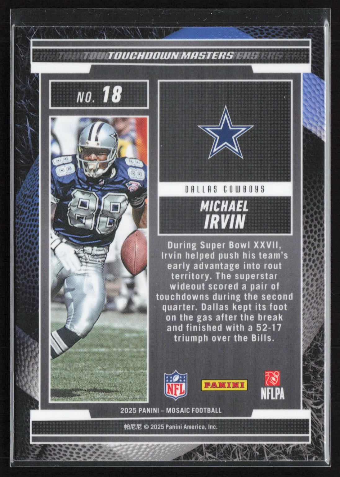 2025 Panini Mosaic Football Touchdown Masters Michael Irvin #18