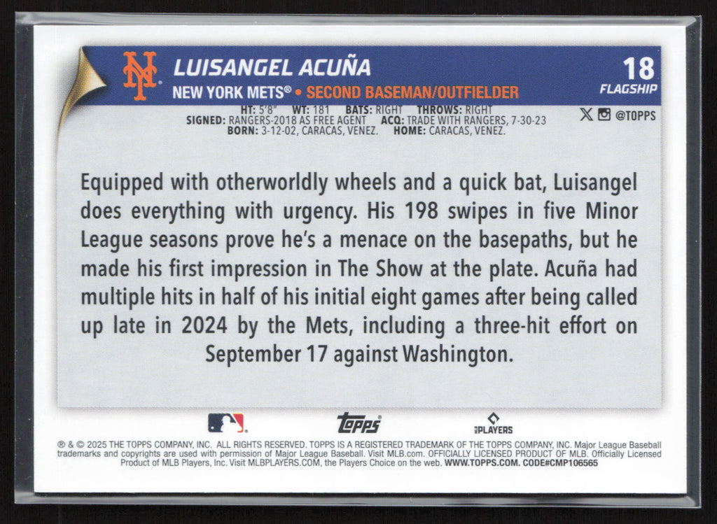 2025 Topps Flagship Luisangel Acuña #18 RC