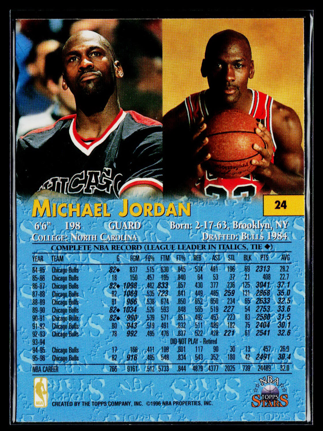 1996 Topps Stars Michael Jordan #24
