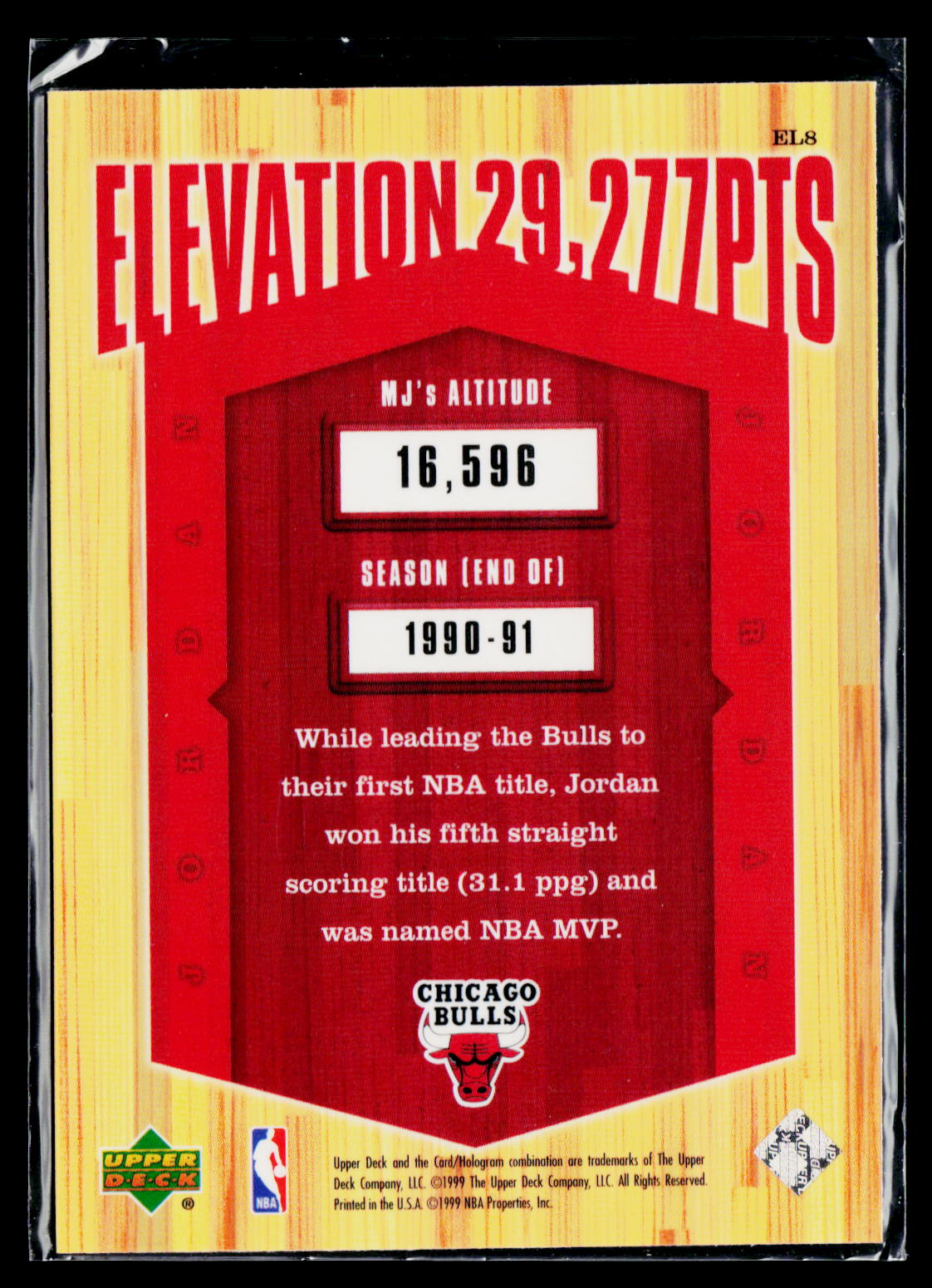 1999 Upper Deck Athlete of the Century Elevation Michael Jordan #EL8