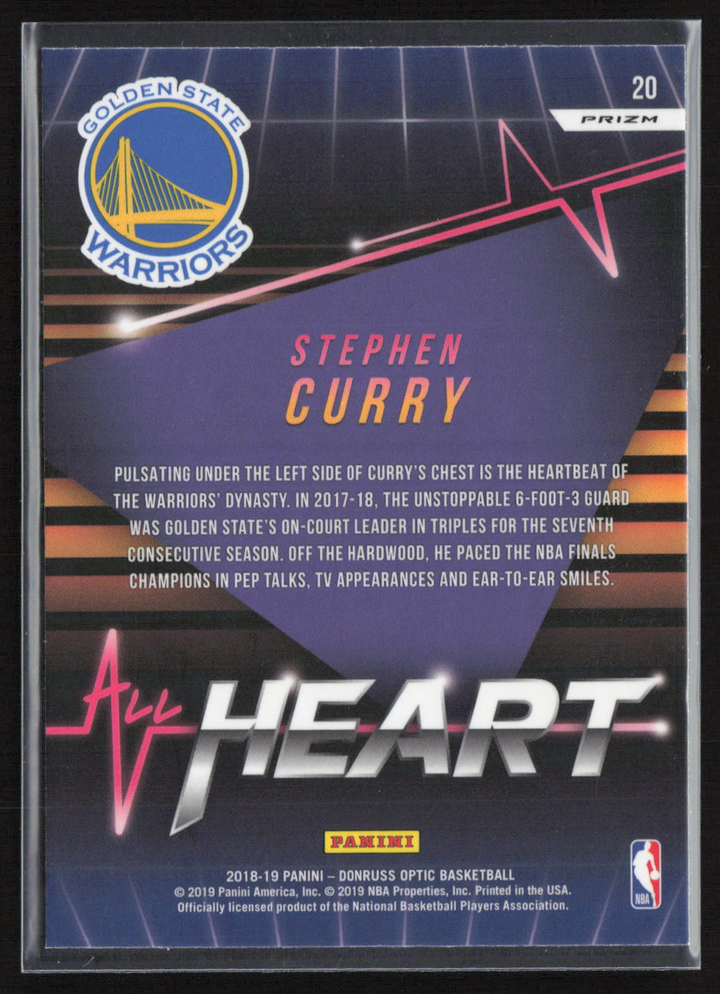 2019 Panini Donruss Optic Prizm All Heart Stephen Curry #20