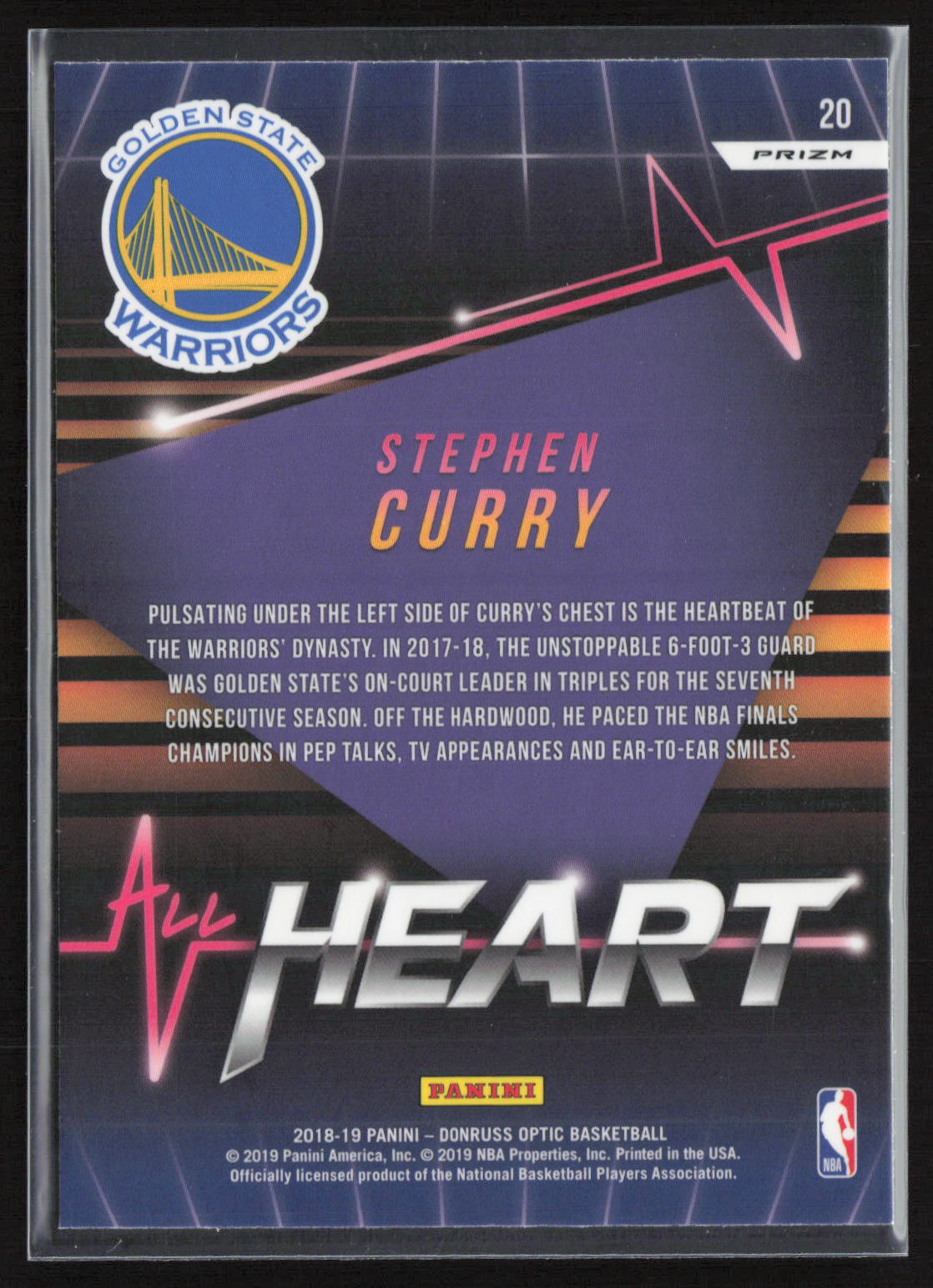 2019 Panini Donruss Optic Prizm All Heart Stephen Curry #20