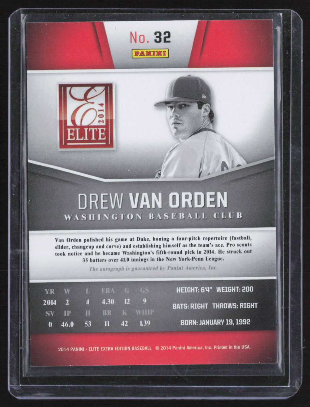2014 Panini Elite Extra Edition Drew Van Orden #32 Franchise Futures /699