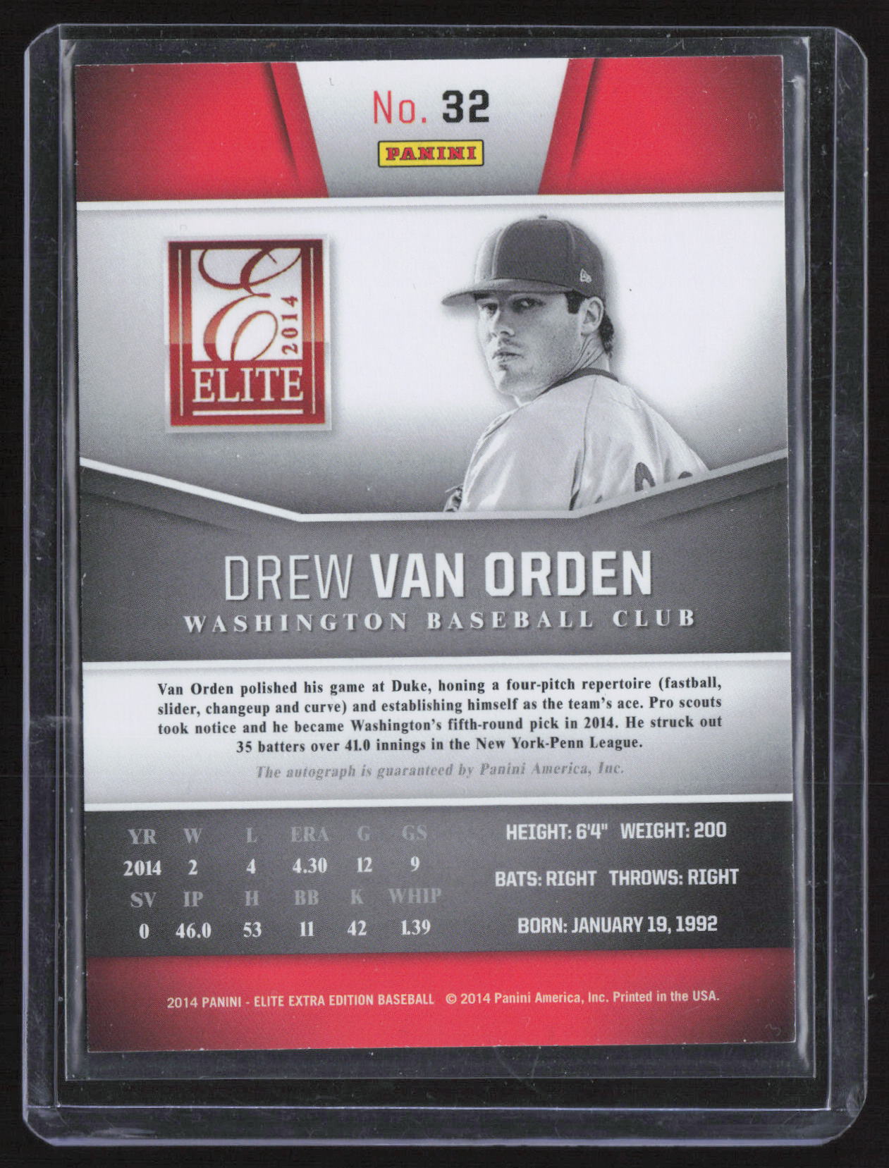 2014 Panini Elite Extra Edition Drew Van Orden #32 Franchise Futures /699
