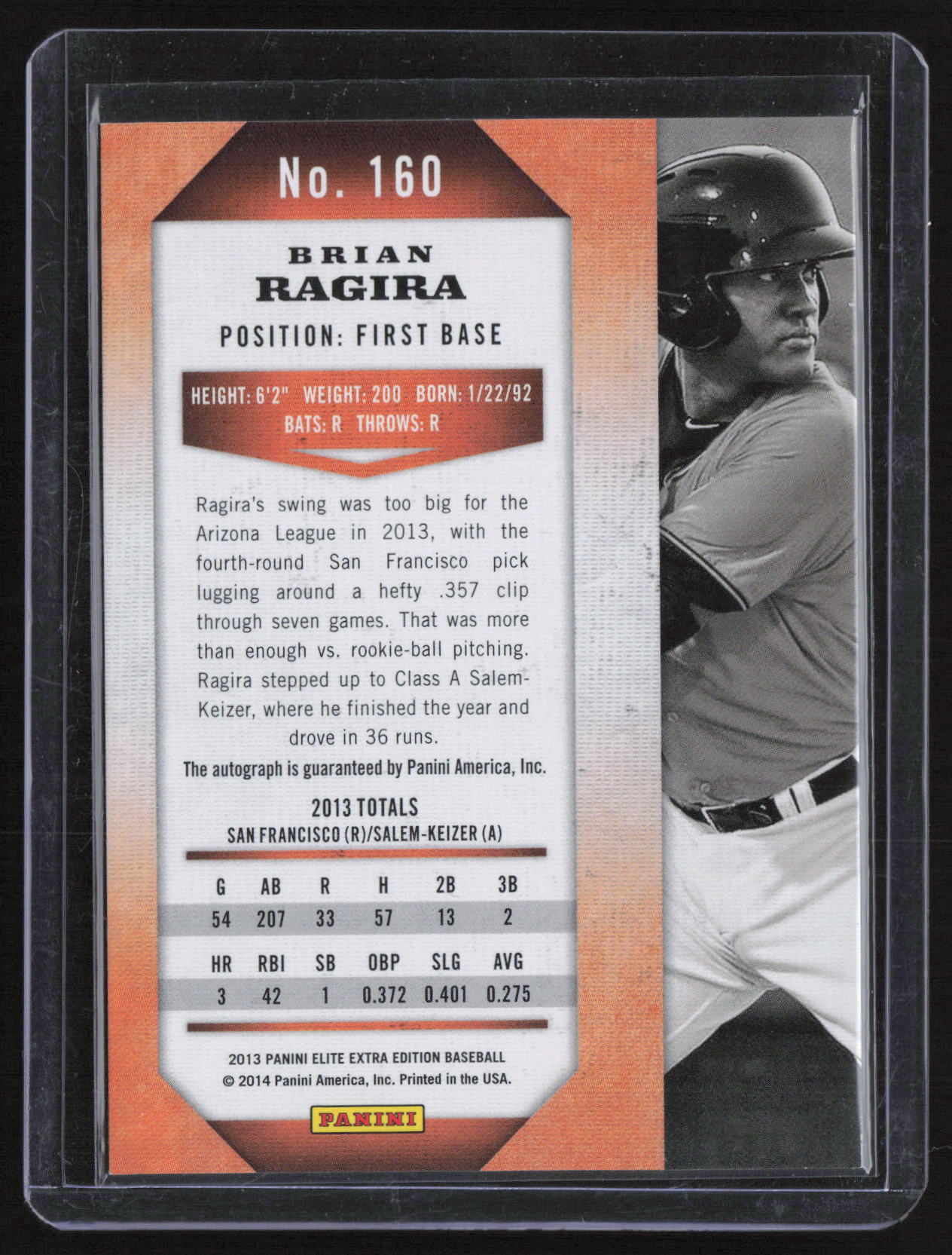 2014 Panini Elite Extra Edition Brian Ragira #160 /274