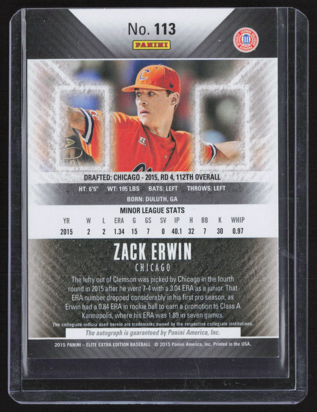 2015 Panini Elite Extra Edition Zack Erwin #113