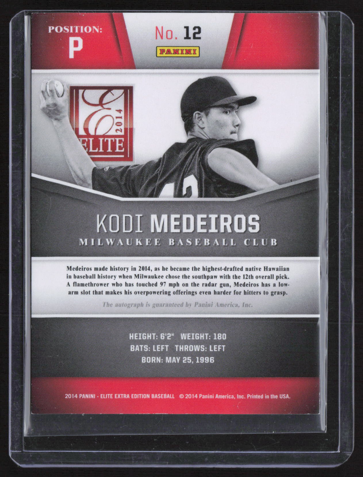 2014 Panini Elite Extra Edition Kodi Medeiros #12 Red /399