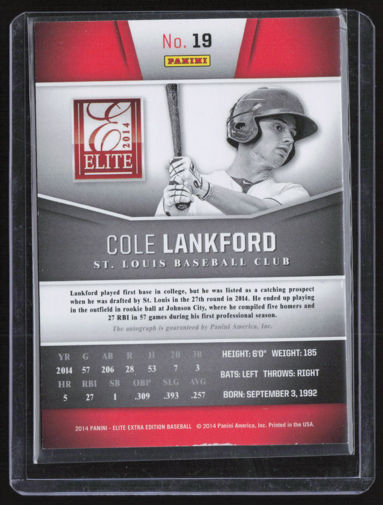 2014 Panini Elite Extra Edition Cole Lankford #19 Franchise Futures /799 Autograph
