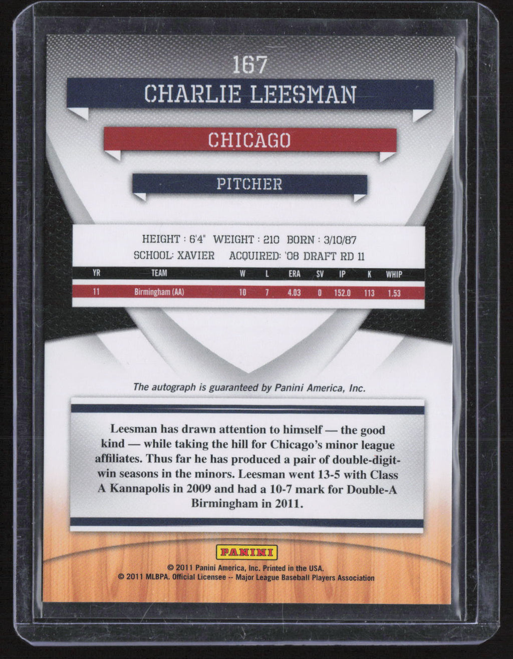 2011 Donruss Elite Extra Edition Charlie Leesman #167 Aspirations /875