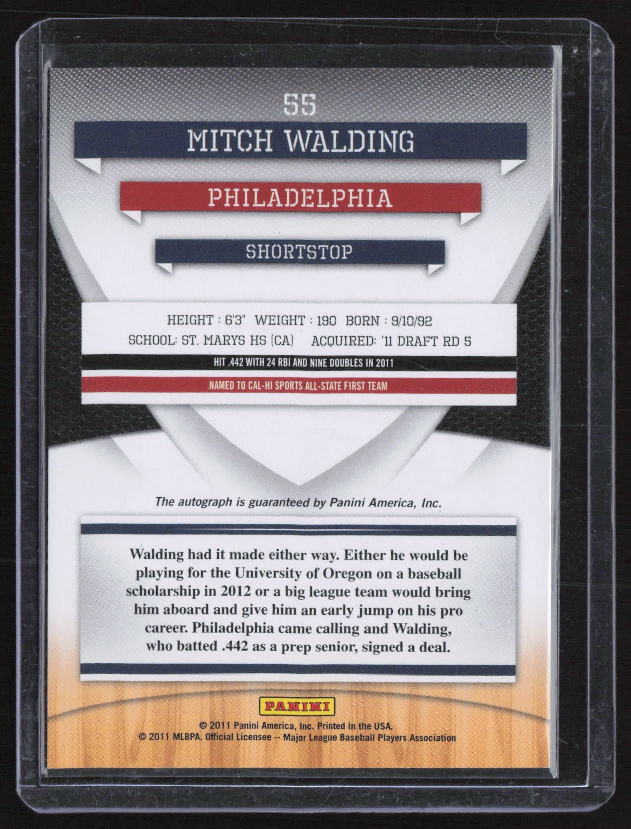 2011 Panini Donruss Elite Extra Edition Mitch Walding #55 Franchise Futures 0759/1140