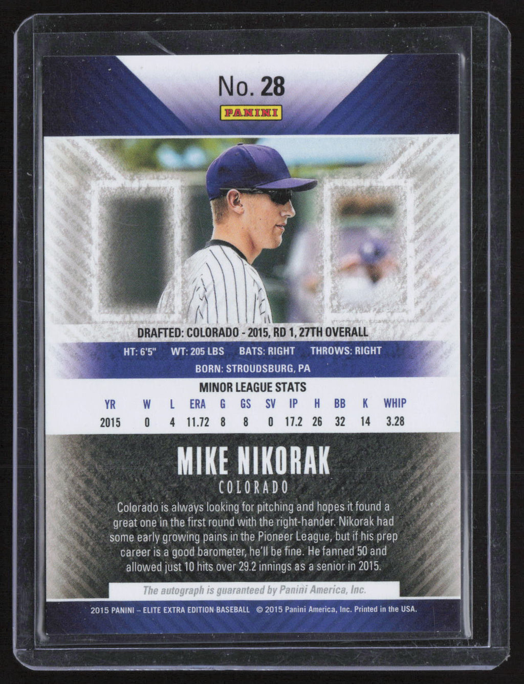 2015 Panini Elite Extra Edition Mike Nikorak #28