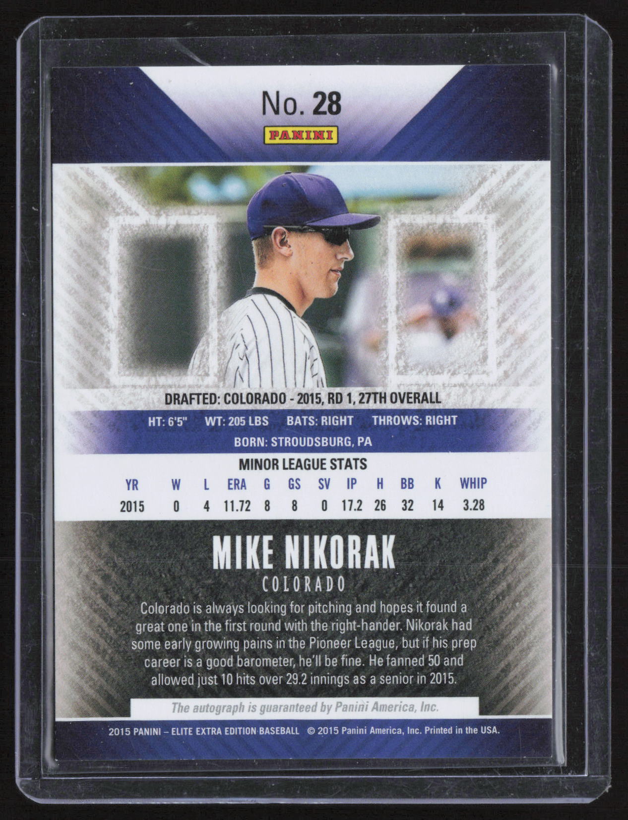 2015 Panini Elite Extra Edition Mike Nikorak #28