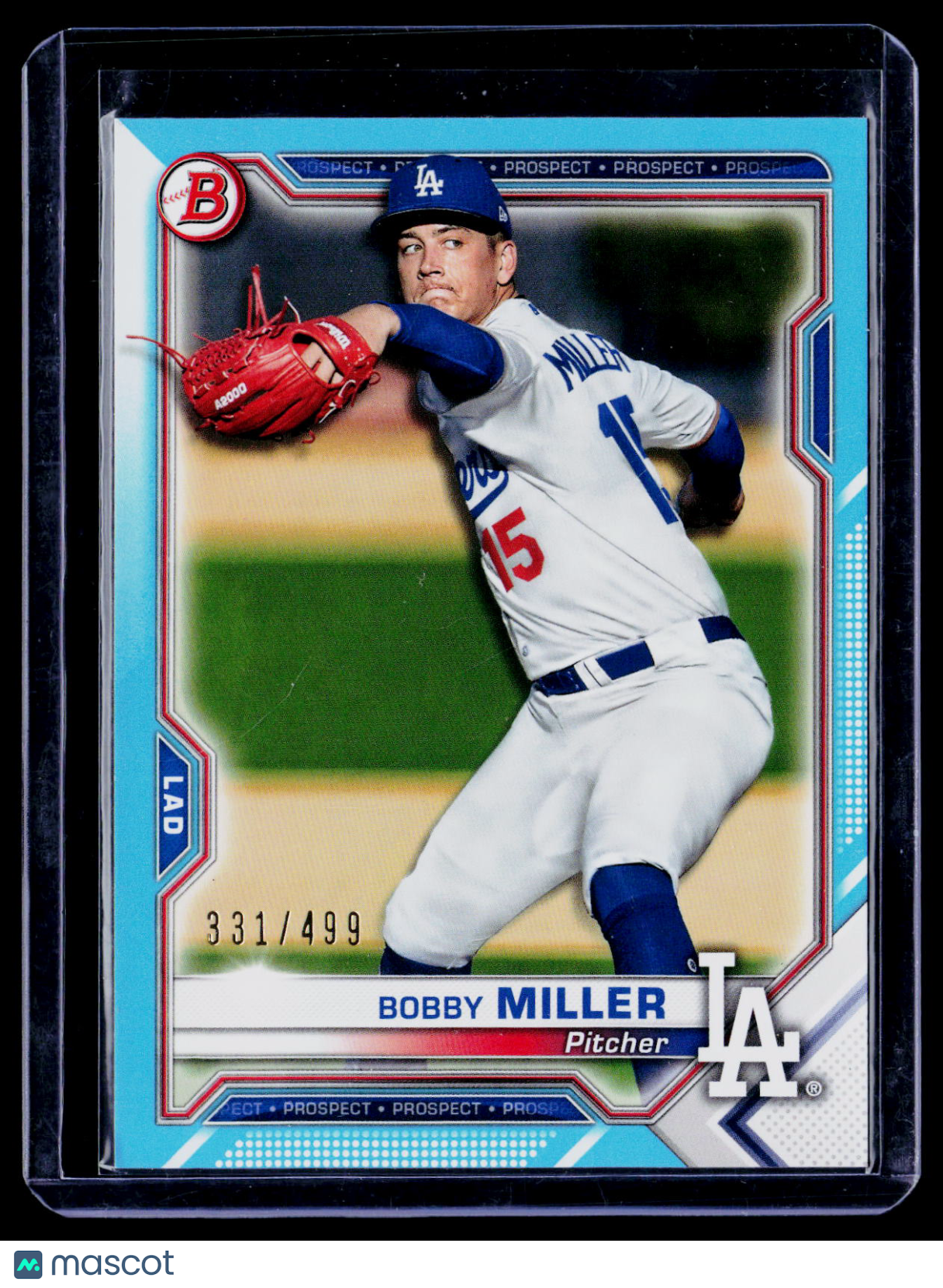 2021 Bowman Bobby Miller #BP-75 Sky Blue Paper /499