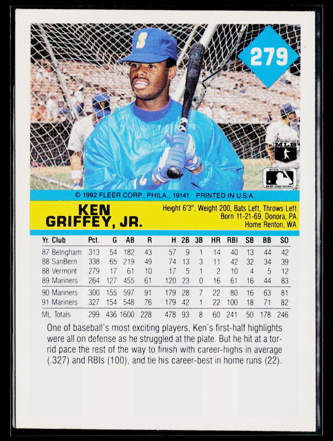 1992 Fleer Ken Griffey Jr. #279