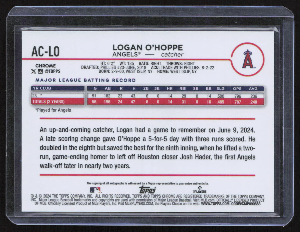2024 Topps Chrome Logan O'Hoppe #AC-LO