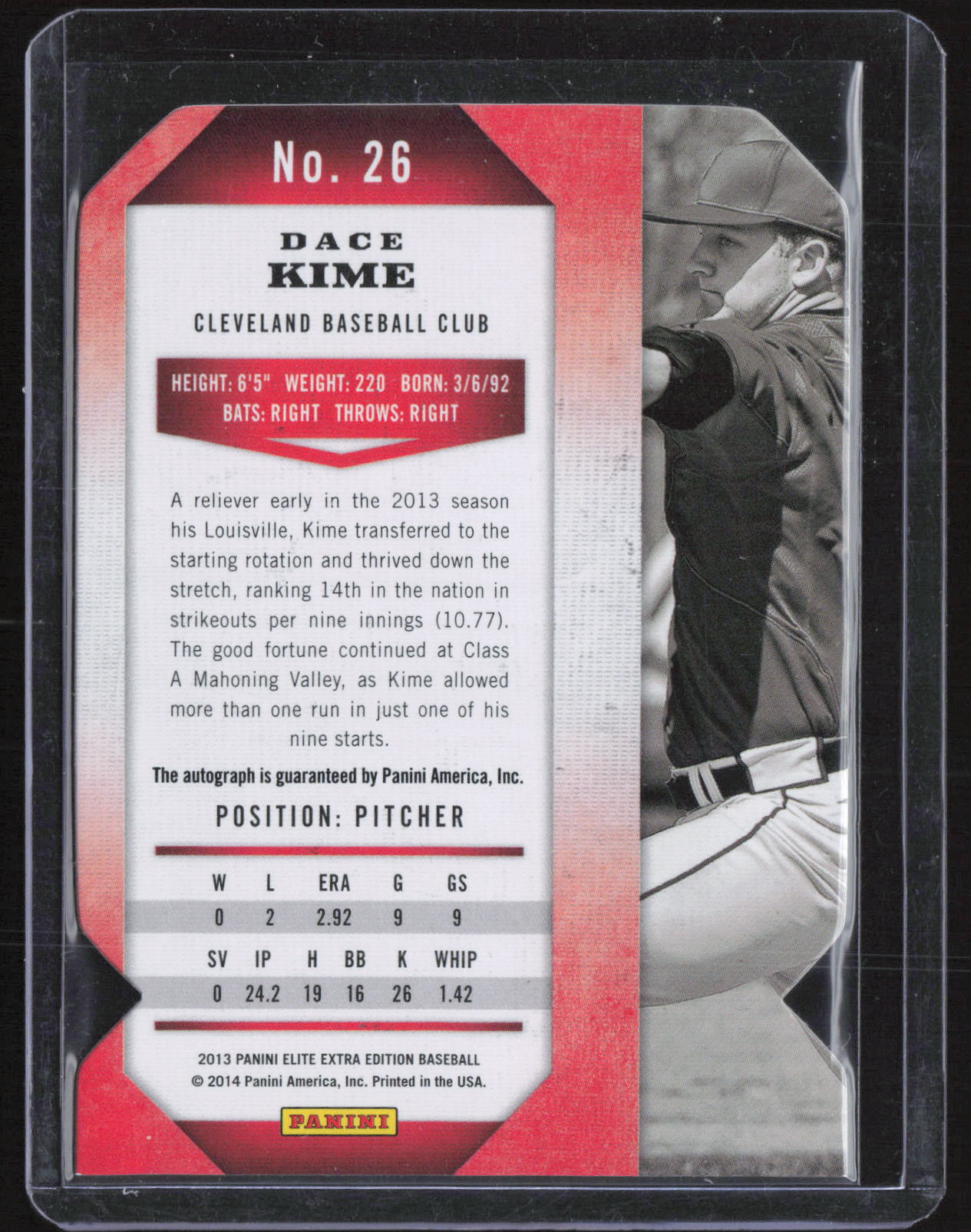 2014 Panini Elite Extra Edition Dace Kime #26 Aspirations /100