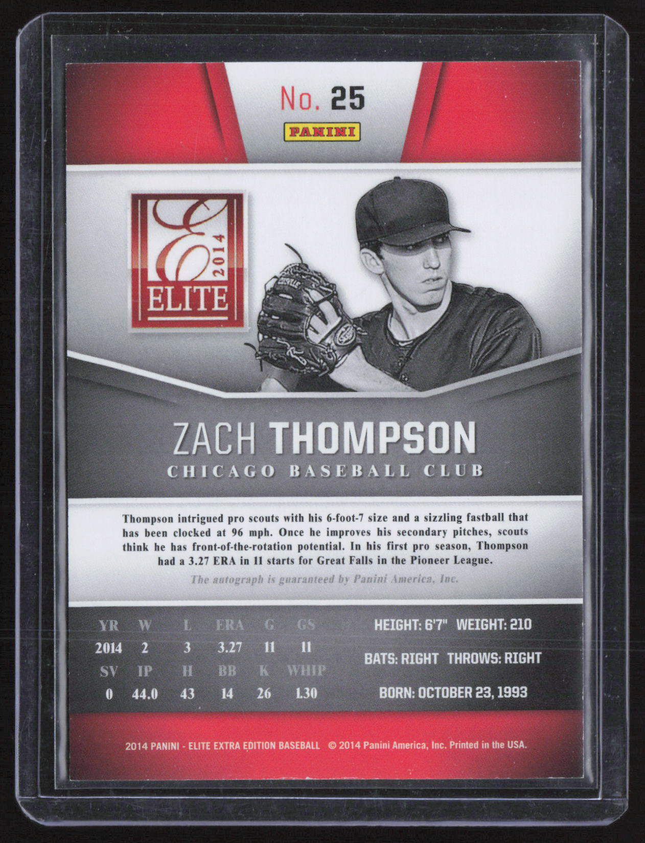 2014 Panini Elite Extra Edition Zach Thompson #25 /799 Autograph