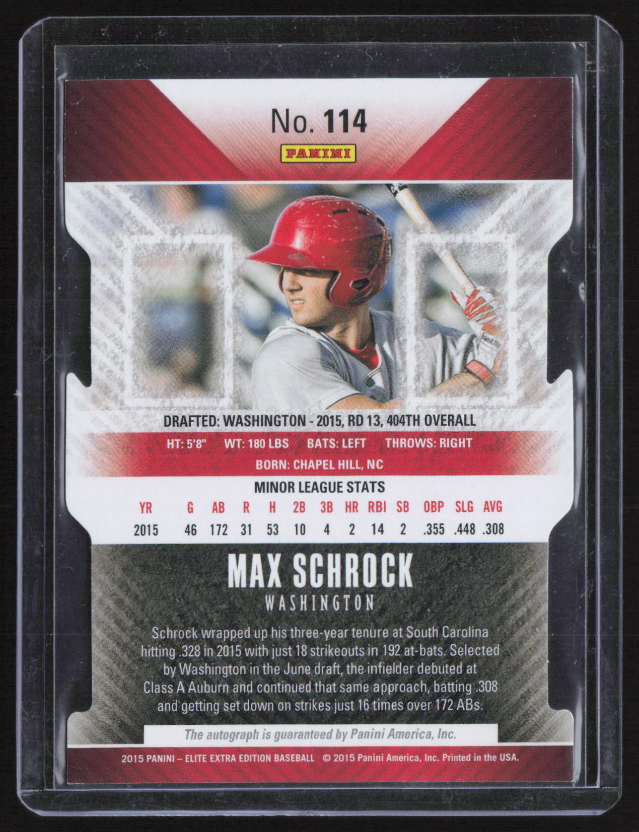 2015 Panini Elite Extra Edition Aspirations Die Cut Max Schrock #114 /100