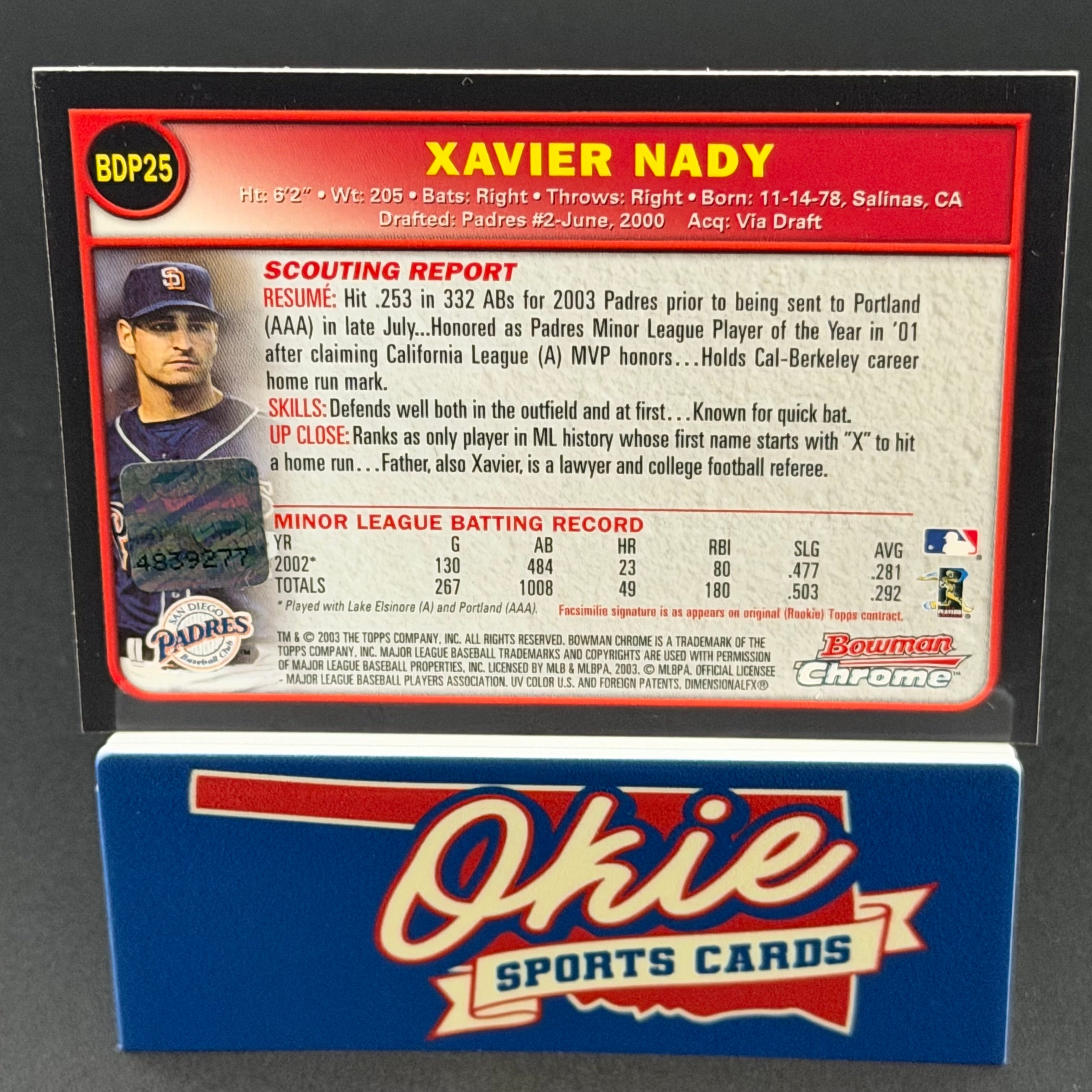 2003 Bowman Chrome Xavier Nady #BDP25 /72