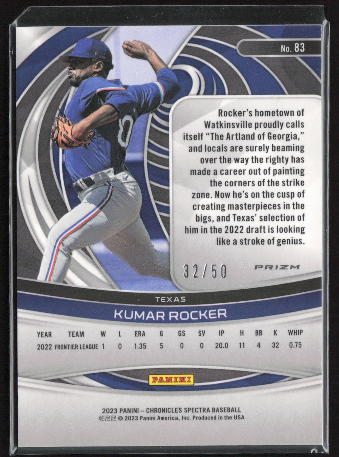 2023 Panini Chronicles #83 Kumar Rocker Spectra /50