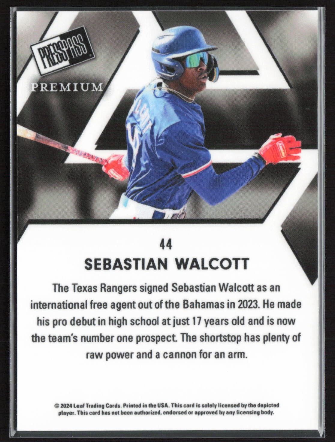 2024 Leaf Presspass Premium Sebastian Walcott #44