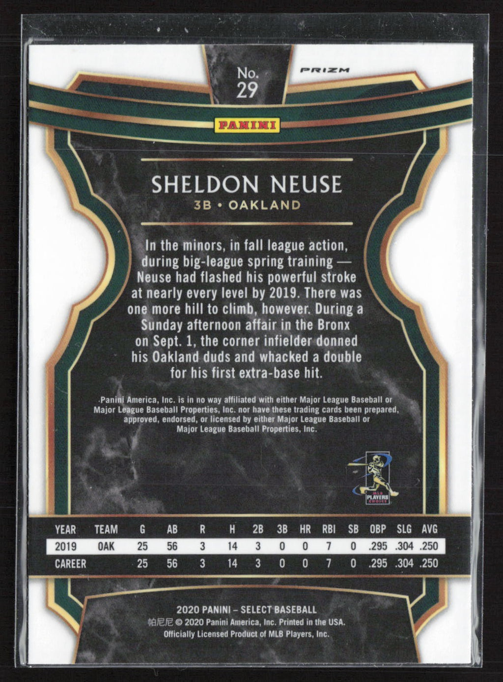 2020 Panini Select #29 Sheldon Neuse Tri-Color