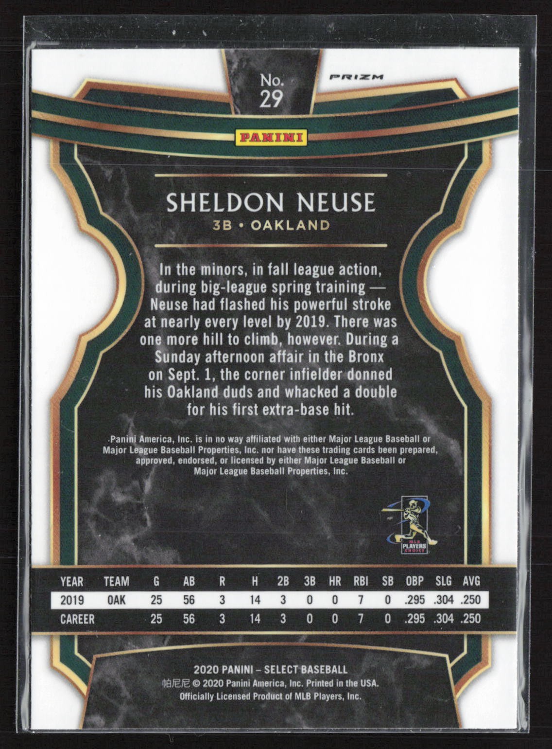 2020 Panini Select #29 Sheldon Neuse Tri-Color