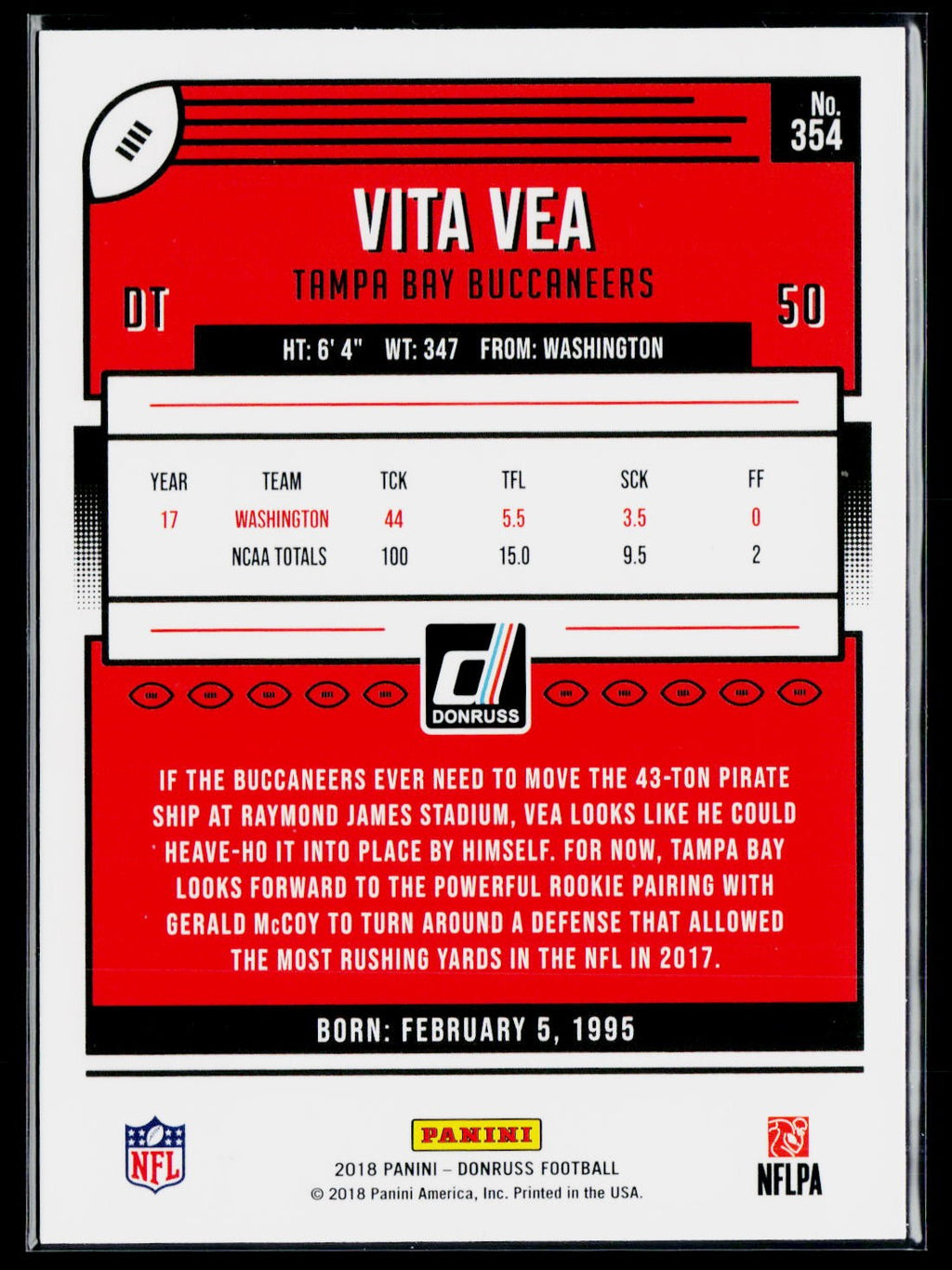 2018 Donruss #354 Vita Vea