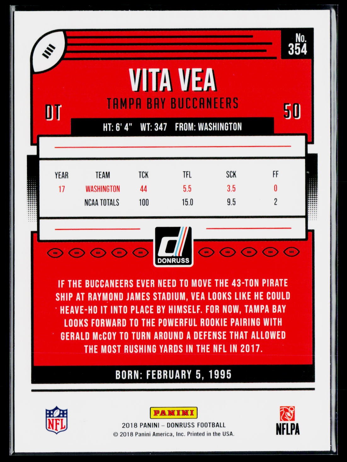 2018 Donruss #354 Vita Vea