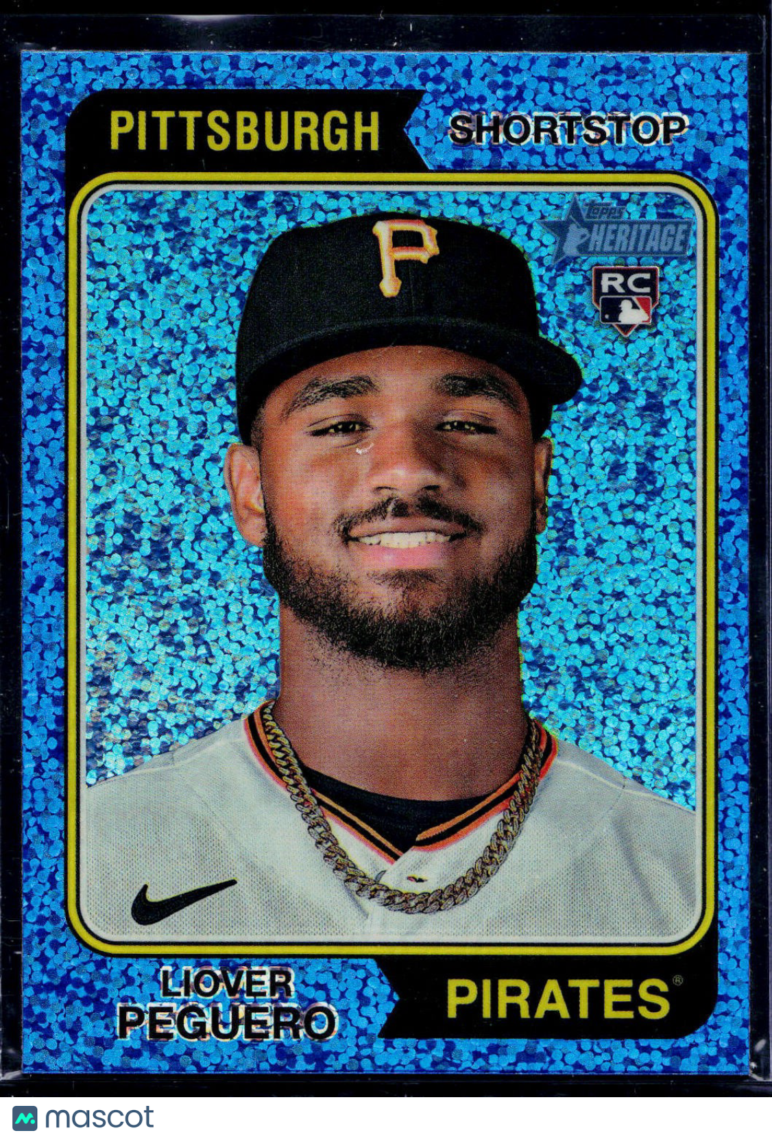 2023 Topps Heritage #363 Liover Peguero Chrome Blue Sparkle Refractor