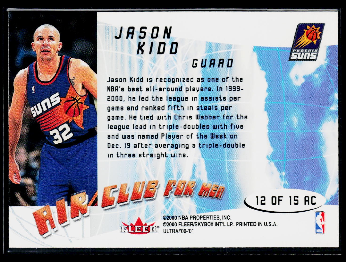 2000-01 Ultra #12 AC Jason Kidd Air Club for Men