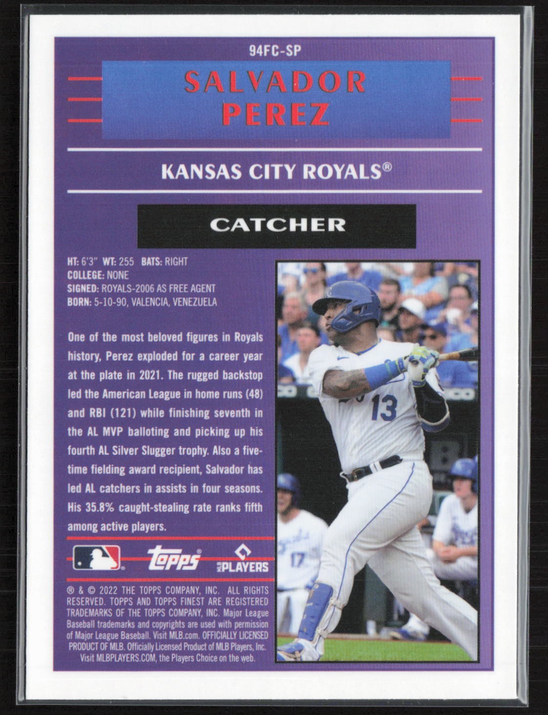 2022 Finest #94FC-SP Salvador Perez 1994 Topps Finest Cornerstones