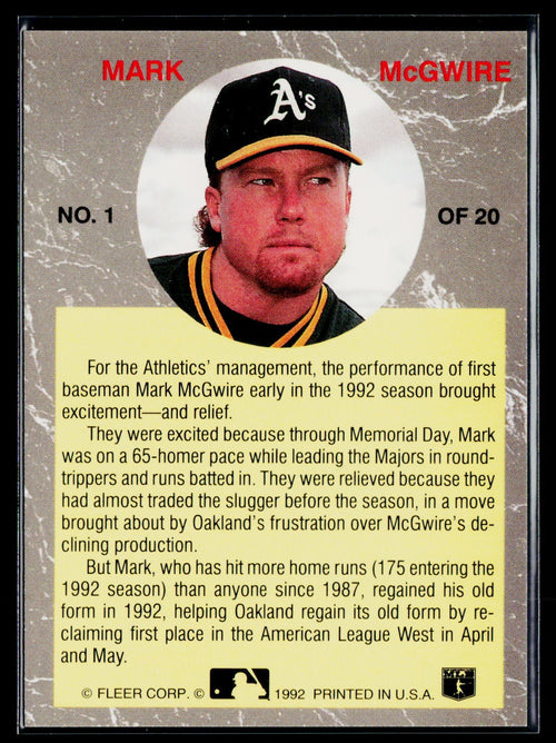1992 Ultra #1 Mark McGwire All-Stars