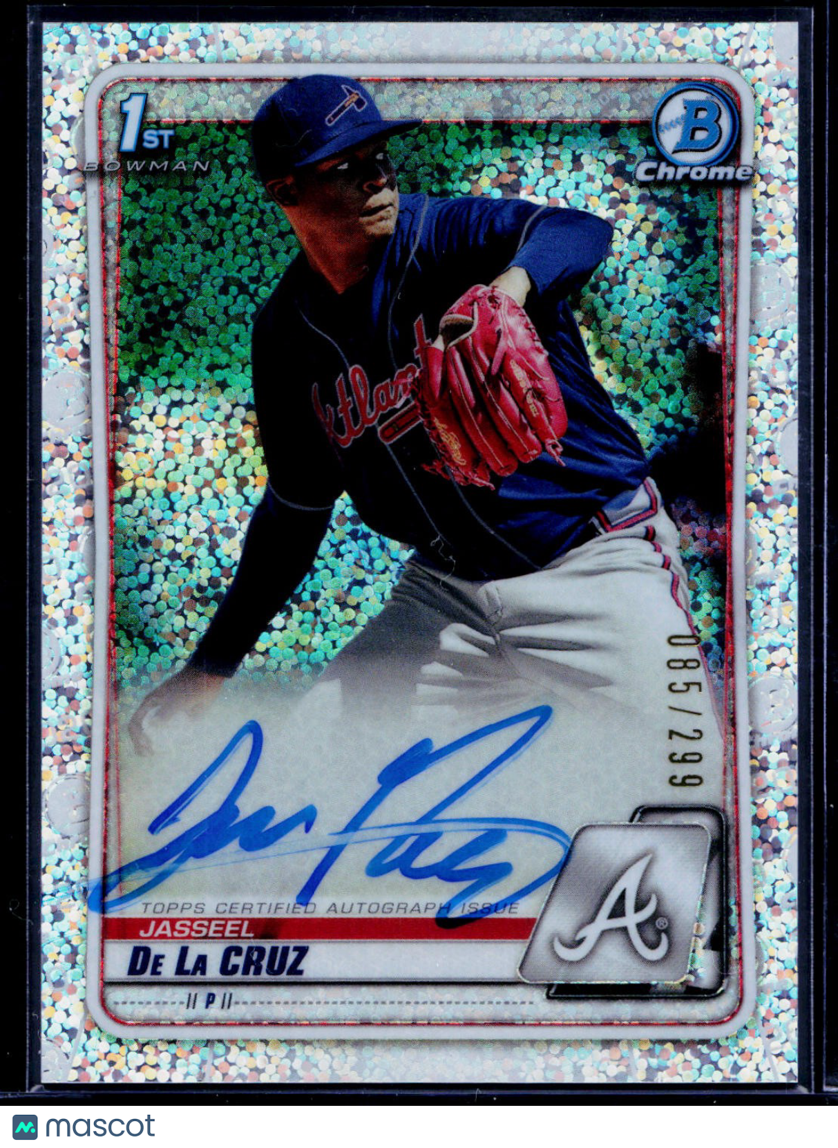 2020 Bowman #CPA-JDC Jasseel De La Cruz Chrome Prospect Autographs Speckle #/299