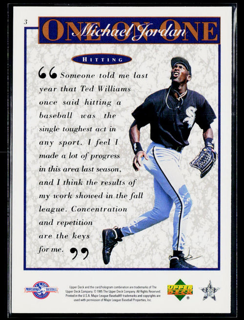 1995 Upper Deck Minor League #3 Michael Jordan Michael Jordan One On One