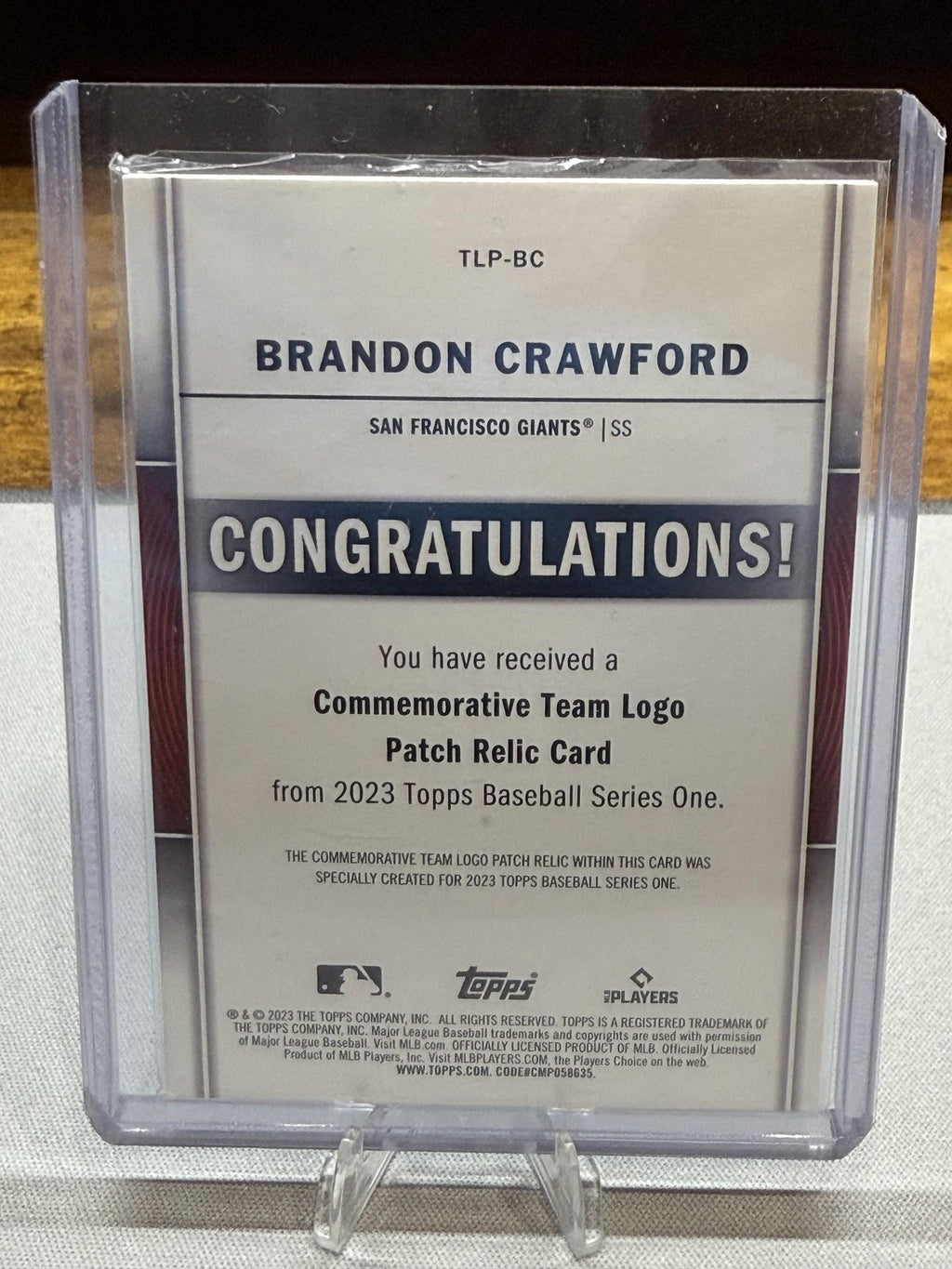 2023 Topps #TLP-BC Brandon Crawford Team Logo Commemorative Patch