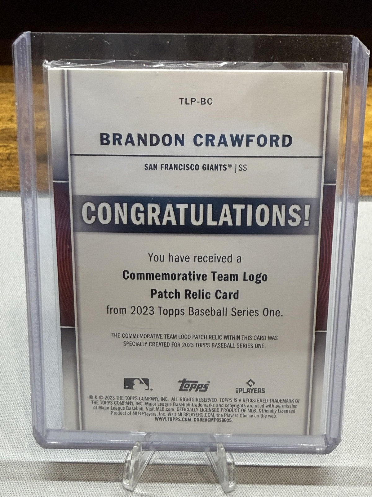 2023 Topps #TLP-BC Brandon Crawford Team Logo Commemorative Patch