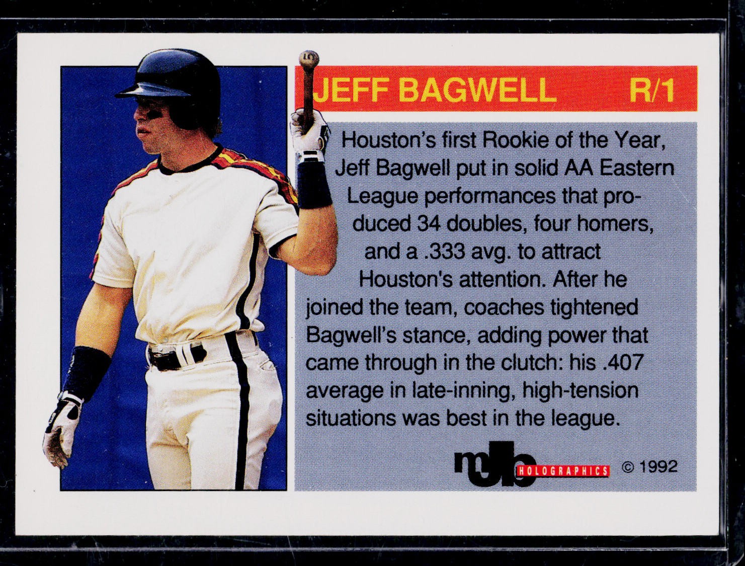 1992 MJB Holographics Holoprisms Jeff Bagwell #R/1 Jeff Bagwell Prototypes