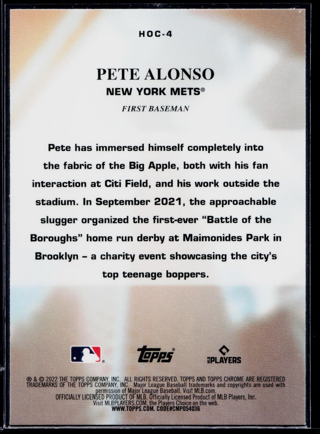 2022 Topps Chrome #HOC-4 Pete Alonso Heart of the City