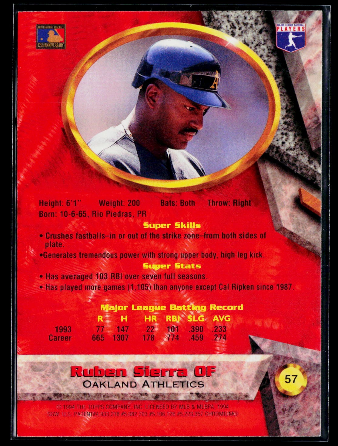 1994 Bowman's Best #57 Ruben Sierra