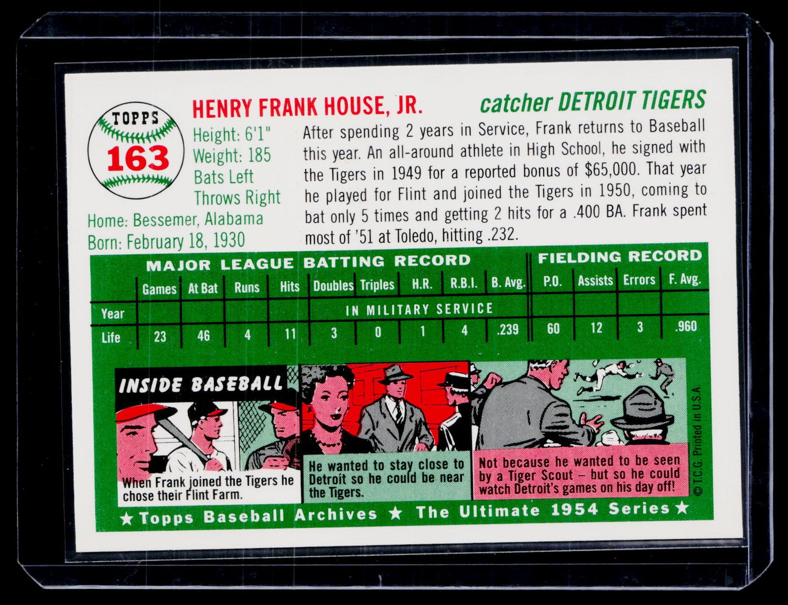 1994 Topps Archives 1954 #163 Frank House
