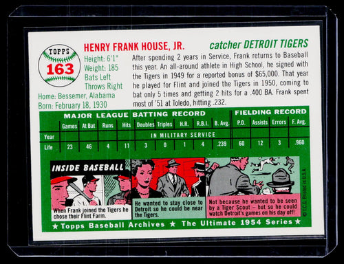 1994 Topps Archives 1954 #163 Frank House