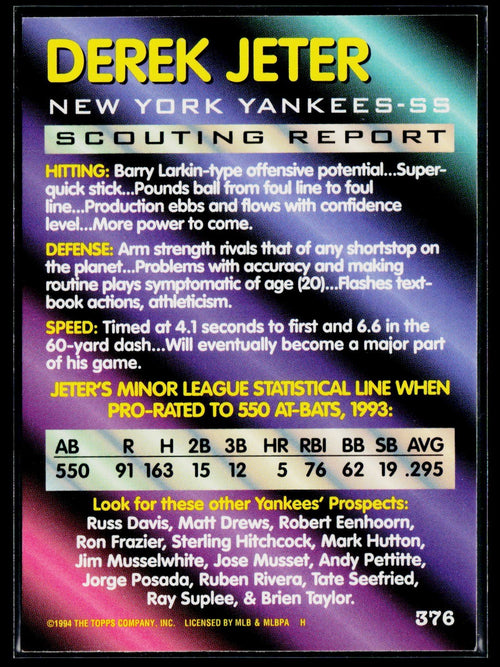 1994 Bowman #376 Derek Jeter